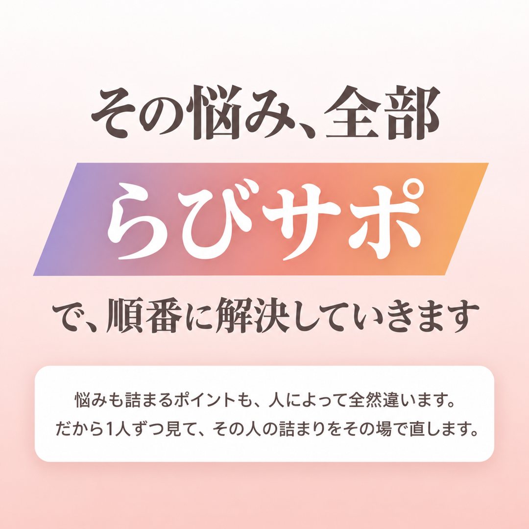 その悩み、全部らびサポで順番に解決していきます